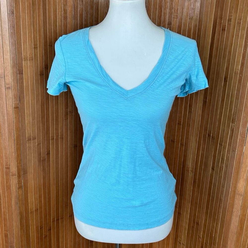 James Perse Sheer Slub V-Neck Tee Skip Size 1 New